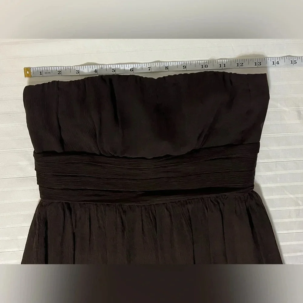J. Crew Strapless Silk Chiffon Dress. Size 0.  Chocolate brown